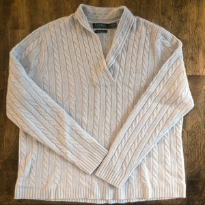 Ralph Lauren Cashmere Cable Knit Sweater Blue XL